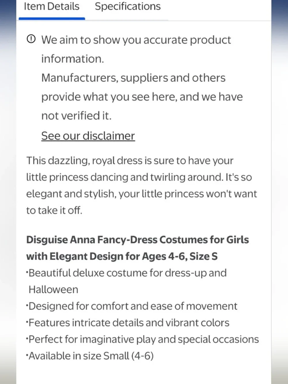 Nwt Disney Frozen Anna Fancy-Dress Costumes for Girls with Elegant Design